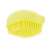 Yellow silicone dog and cat bath brush with built-in shampoo dispenser, side view