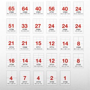 A-Series Címke Lap Sablon, 105x37mm Címke Méret, Több Elrendezés - A-series