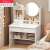 White makeup vanity table with mirror and storage shelves, BC HT01-2