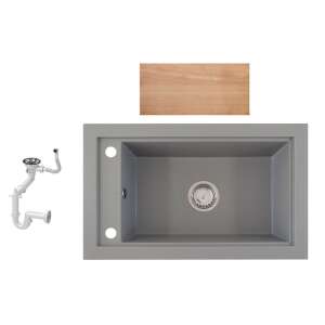 Panama P686-427S Gránit Mosogató Szifonnal és Vágódeszkával, Szürke - Víz, Gáz & Fűtésszerelés