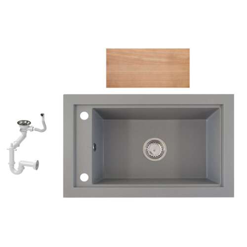 Panama P686-427S Gránit Mosogató Szifonnal és Vágódeszkával, Szürke