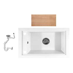 Panama P686-427W Gránit Mosogató konyhai mosogató szifonnal és vágódeszkával, fehér - Víz, Gáz & Fűtésszerelés