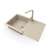 NERO Gold gránit mosogató bézs színben, egymedencés, csepegtetővel, ferde nézetből