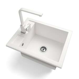 Gránit Mosogató NERO Parma mosogató Gamma Design csapteleppel, fehér - Építkezés & Felújítás