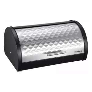 Klausberg Brotbox, schwarz und Edelstahl, mit Diamantenmuster - Klausberg