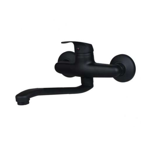 Yoka Aola fekete fali mosogató csaptelep forgatható kifolyócsővel