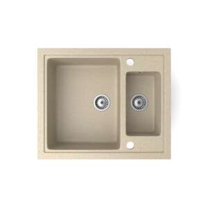 NERO Arriva gránit mosogató, bézs színben, dupla mosogató, felülnézet - Víz, Gáz & Fűtésszerelés