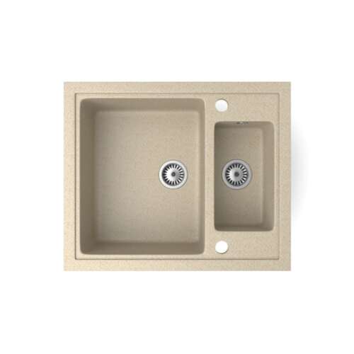 NERO Arriva gránit mosogató, bézs színben, dupla mosogató, felülnézet