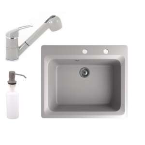 NERO Italia gránit mosogató kihúzható zuhanyfejes csapteleppel és szappanadagolóval - Építkezés & Felújítás