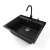 NERO Italia gránit mosogató csapteleppel, fekete, ferde nézet