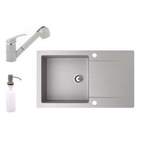 NERO Gold gránit mosogató kihúzható zuhanyfejes csapteleppel és szappanadagolóval - Építkezés & Felújítás