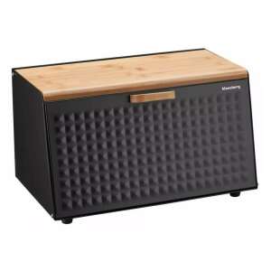 Klausberg kenyértartó, fekete rozsdamentes acélból bambusz fedővel, kenyér tároló, konyhai tároló - Klausberg