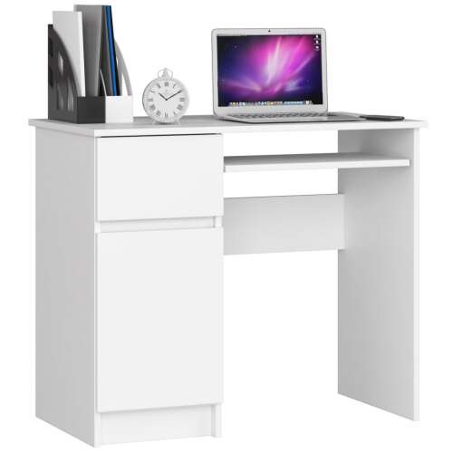 Íróasztal - Akord Furniture - 90 cm - fehér (bal)