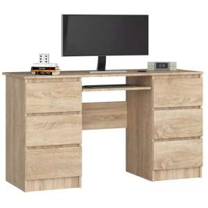 Íróasztal - Akord Furniture - 135 cm - 6 fiók - sonoma tölgy 61261266 Íróasztalok