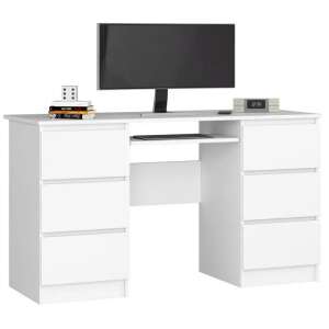 Íróasztal - Akord Furniture - 135 cm - 6 fiók - fehér 61261011 Íróasztalok