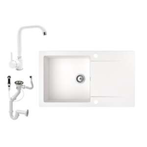 Gránit mosogató NERO Gold konyhai mosogató Gamma Steel csapteleppel és szifon készlettel - Építkezés & Felújítás