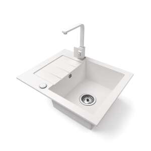 Gránit NERO Monza mosogatótálca Design csapteleppel, fehér - Építkezés & Felújítás