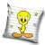 Looney Tunes Tweety Bird pillowcase, 40x40 cm, white with grey stripes and yellow stars