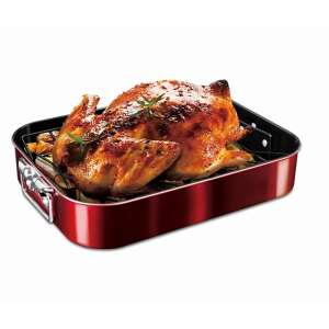 Gebratenes Hähnchen im Berlinger Haus Metallic Burgundy Line Bräter - Pfannen