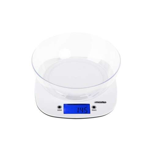 Mesko MS 3165 kitchen scale with bowl, digital, white, 5 kg capacity, 1 g accuracy