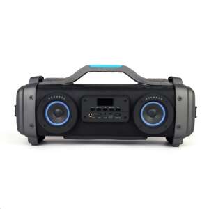 Platinet Boombox Bluetooth-Lautsprecher, schwarz, mit blauen Akzenten und einem Griff - Bluetooth Lautsprecher