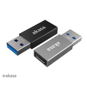 Akasa USB Typ-A Stecker auf USB Typ-C Buchse 2 Stück schwarz und grau (AK-CBUB61-KT02)