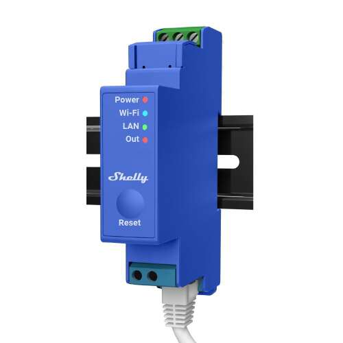 Shelly Pro 1 DIN rail mountable smart relay with Wi-Fi, LAN, and Bluetooth connectivity
