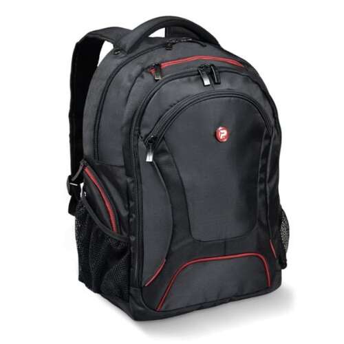 PORT Notebook backpack Courchevel 15.6" black-red, laptop backpack with multiple pockets and compartments
