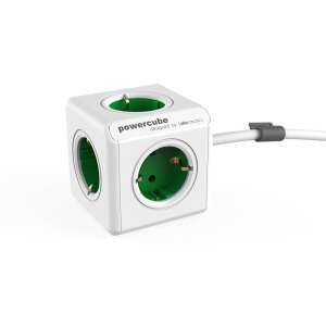 Allocacoc PowerCube Extended 5-outlet power strip with 1.5m cable, white and green - Power Strip