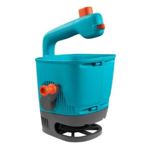 Gardena 0431-20 Manual Handheld Spreader, blue and orange, for spreading fertilizer and salt on smaller areas