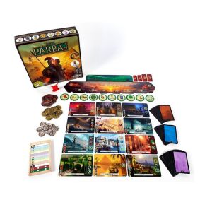 Ausgepacktes 7 Wonders Duel Brettspiel mit Karten, Spielsteinen und Spielbrett - Asmodee Gesellschaftsspiele