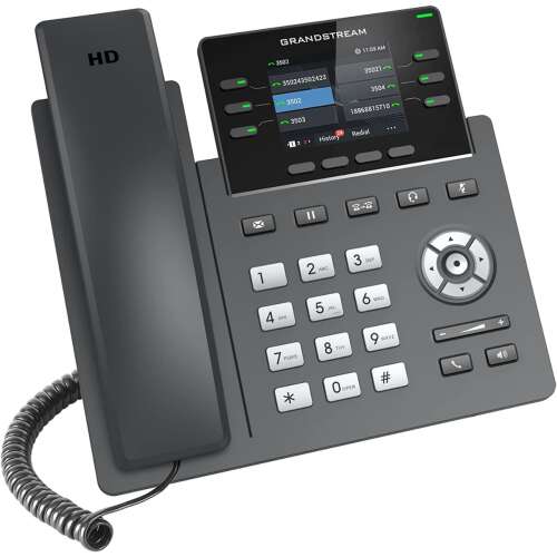 Grandstream GRP2613 IP telefon, fekete, HD hang, Gigabit Ethernet, PoE, 24 virtuális többcélú gomb - VoIP berendezés
