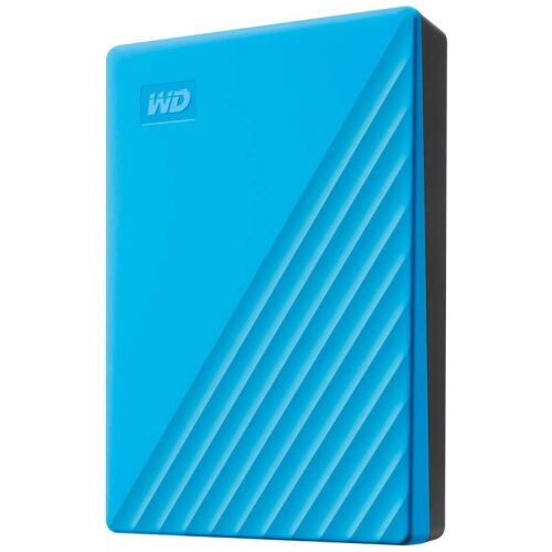 WD My Passport 4TB Modrý Prenosný Pevný Disk, pohľad z uhla