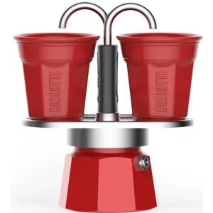 Bialetti Mini Express Roșu 2 cești Moka Pot cu cești - Aparat de cafea cu gura de scurgere