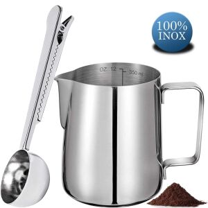 Quasar & Co.®, Mug and Teaspoon, Coffee/Tea, Stainless Steel, 350 ml 134566927 - Milk frothing pitcher