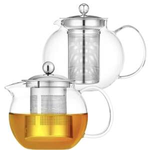 Set 2 ceainice cu infuzor, Quasar & Co.®, recipiente pentru ceai/cafea, 850 ml, transparent 61108429 Ceainic