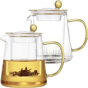 Set 2 ceainice cu infuzor de sticla, Quasar & Co.®, recipiente pentru ceai/cafea, 700 ml, transparent 61108433 Ceainic