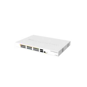 MikroTik CRS328-24P-4S+RM Cloud Router Switch, angled view - MikroTik