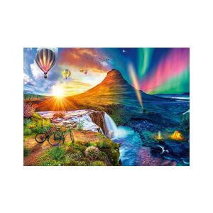 Schmidt Sziget, Éjszaka és Nap 1000 darabos puzzle tájképpel, hőlégballonokkal és aurora borealis-szal - Schmidt