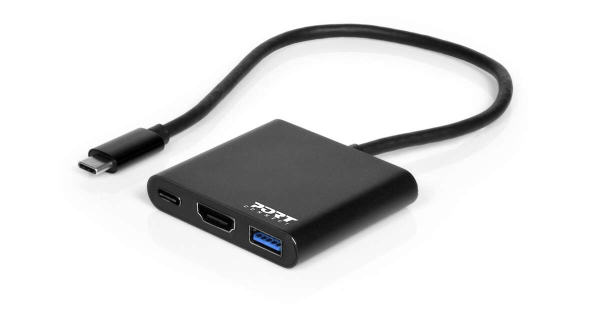 Docking station mini Port Design Type-C, HDMI + USB-A + USB-C, Power Delivery 60W, Negru (900140) (900140) 61113707