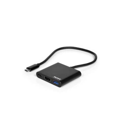 PORT CONNECT USB-C ХЪБ, HDMI 1X 4K + USB-A + USB-C, черен