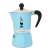 Bialetti Rainbow 3-cup light blue stovetop espresso maker, side view