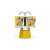 Bialetti Mini Express stovetop espresso maker with two cups, yellow, Lichtenstein design