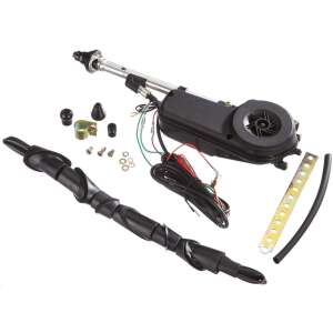 De-Luxe motorized car antenna kit with all parts, including the antenna, motor, wiring, and mounting hardware - Car antenna