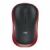 Widok z góry bezprzewodowej myszy Logitech M185 w kolorze czerwono-czarnym