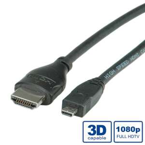 Roline HDMI to Micro HDMI cable, 2m, High Speed with Ethernet, 3D and 1080p capable - HDMI Adapter