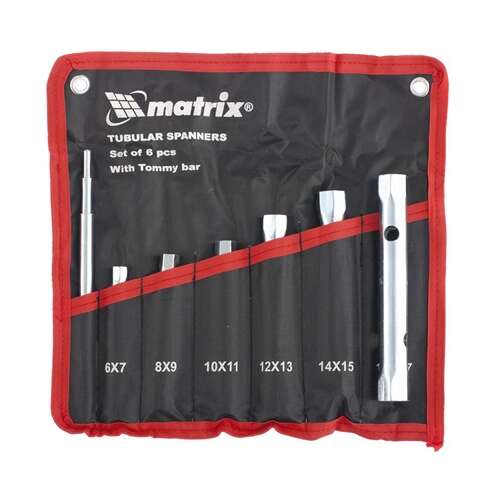 Matrix Tubular Spanner Set 6 pcs with Tommy bar in storage bag