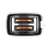 Domo black toaster with bun warmer, toasted bread inside, top view