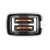 Domo black toaster with bun warmer, toasted bread inside, top view