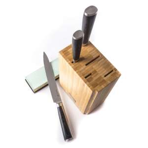 G21 Gourmet Premium damaszkuszi késkészlet bambusz blokkal és csiszolókővel - Konyhakés